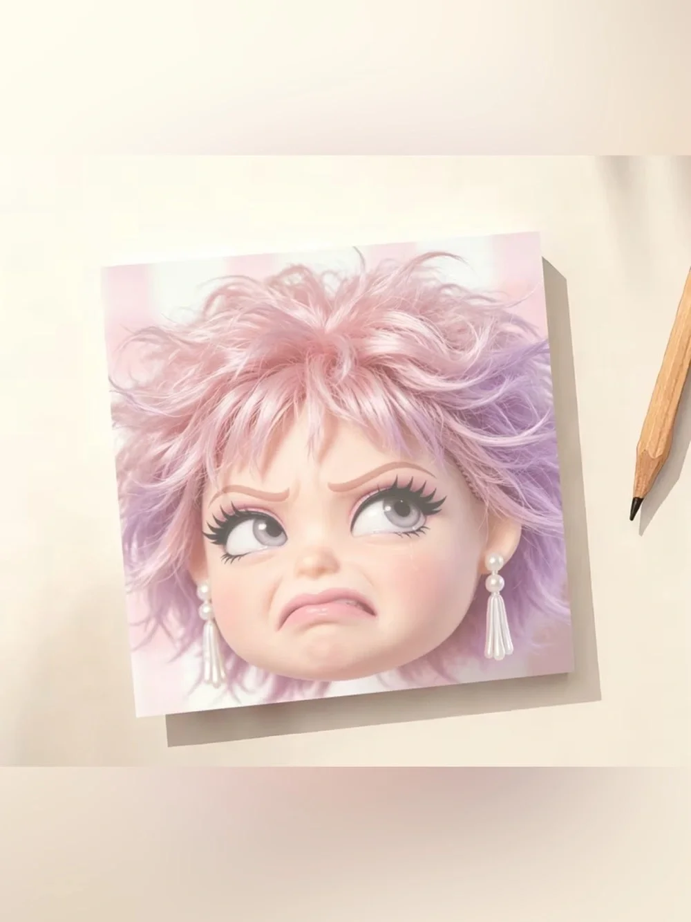Funny Doll Face Sticky Note Pad 50 Sheets